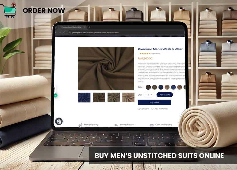 Buy Men’s Unstitched Suits Online – Redefine Your Wardrobe with PrestigeByAA